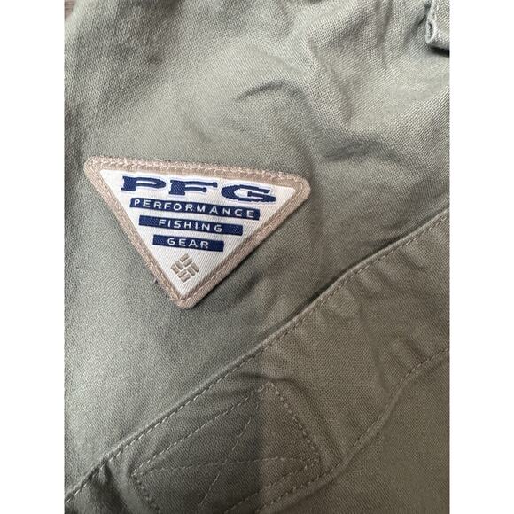 Columbia PFG Cargo Fishing Shorts Men’s 3X Green Cotton Mesh Pockets Belted 5 in - Picture 6 of 8